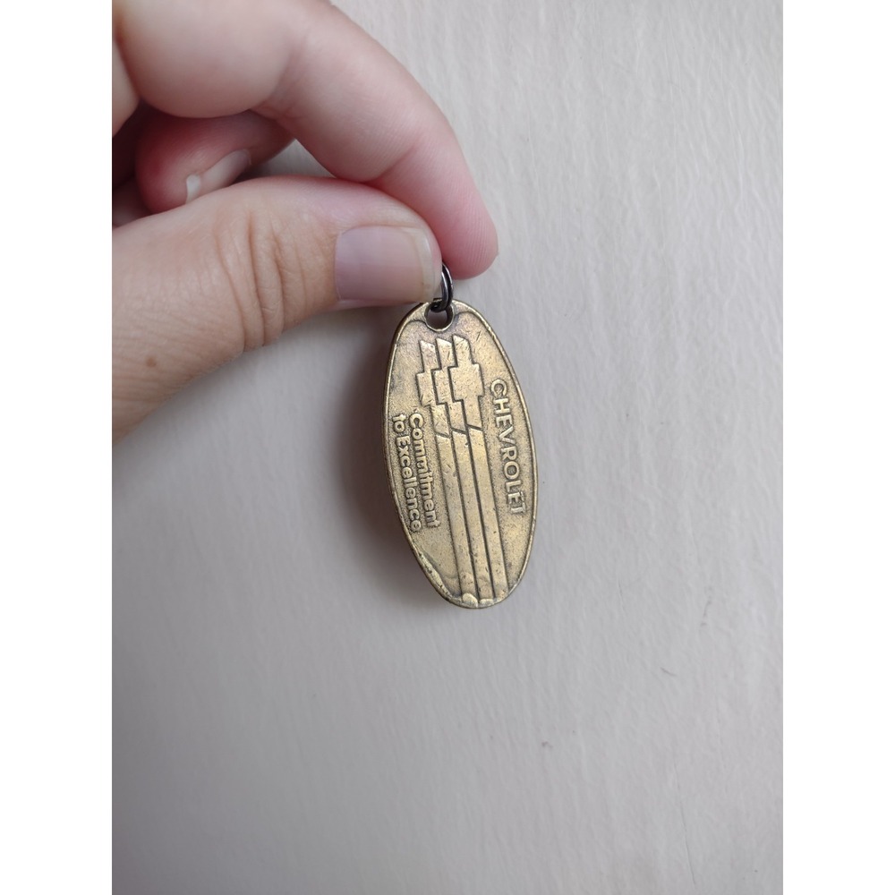Vtg Chevrolet Brass Keychain Mail Back Tag Commitment to Excellence 70s 80s